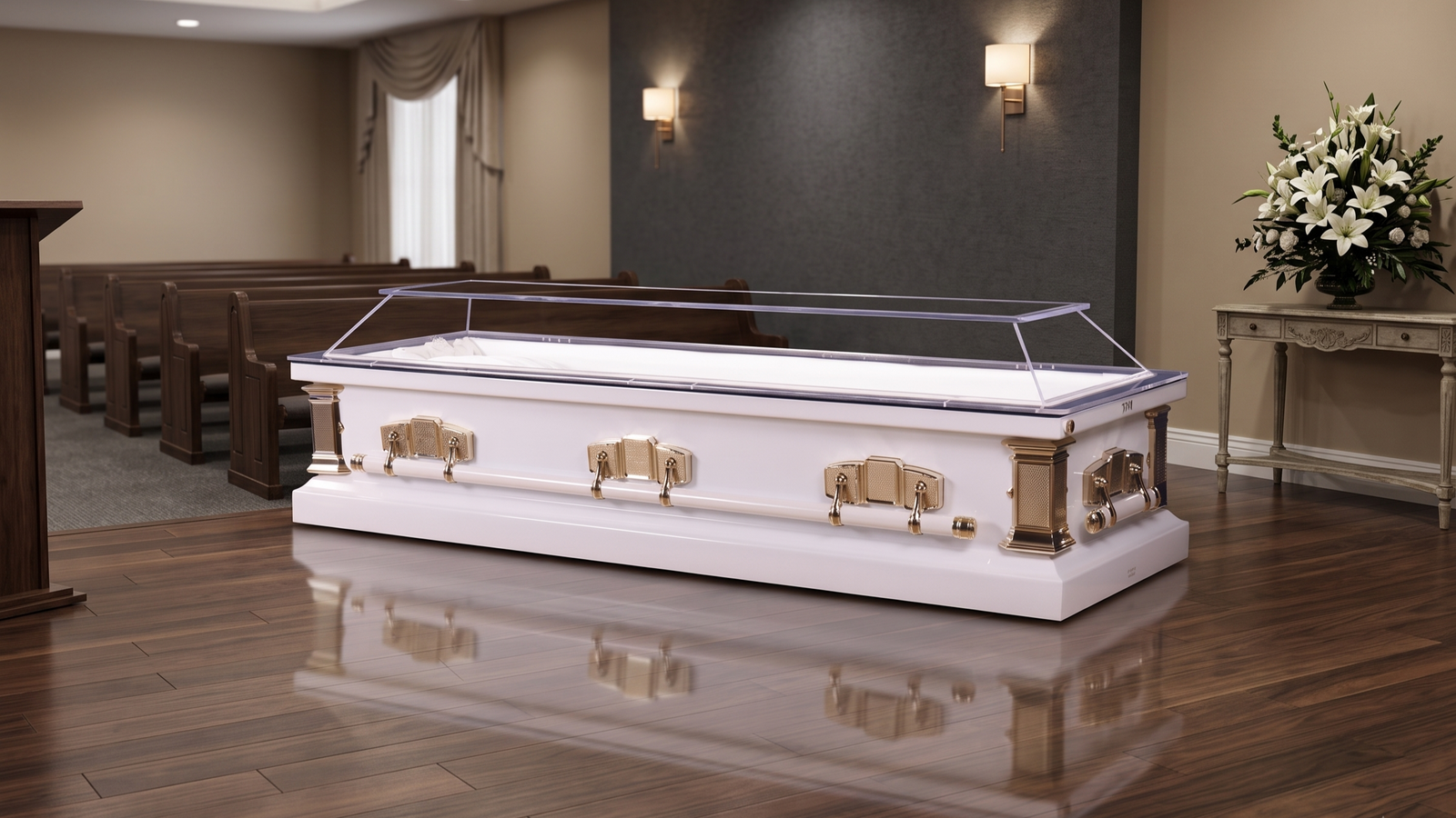 Glass-Top Viewing Presentation Coffin