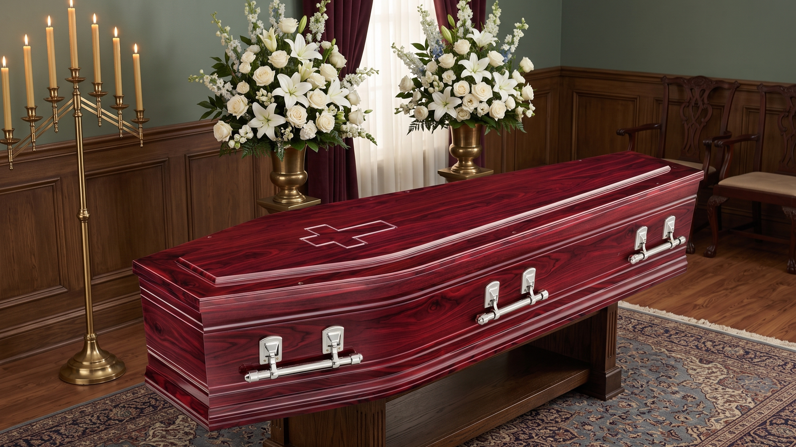Royal Rosewood Christian Coffin